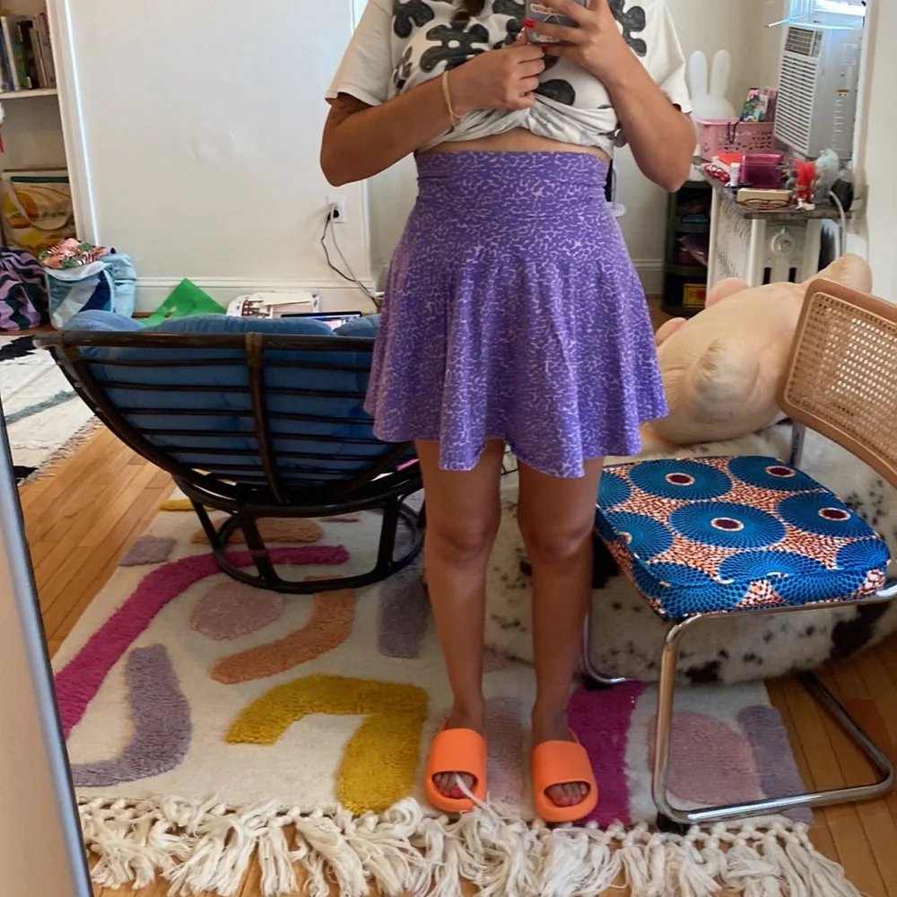 *Old School Oaf* Lazy Oaf Purple Print Skater Skirt - Picture 8 of 11